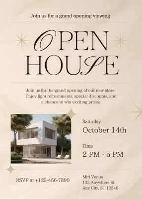 Beige Elegant Open House Invitation Poster