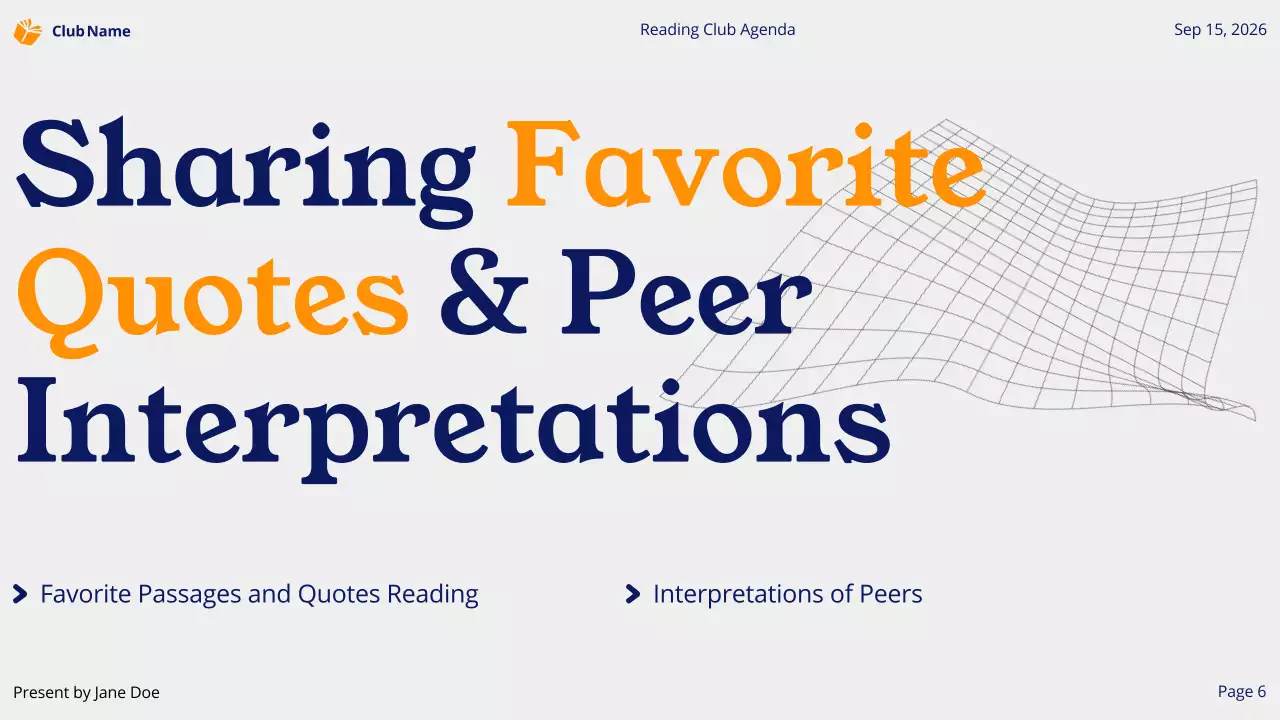 Blue Modern Reading Agenda Presentation