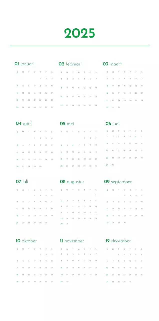 Een kalender met een puppyfoto en een schattige boodschap in groene accentkleur