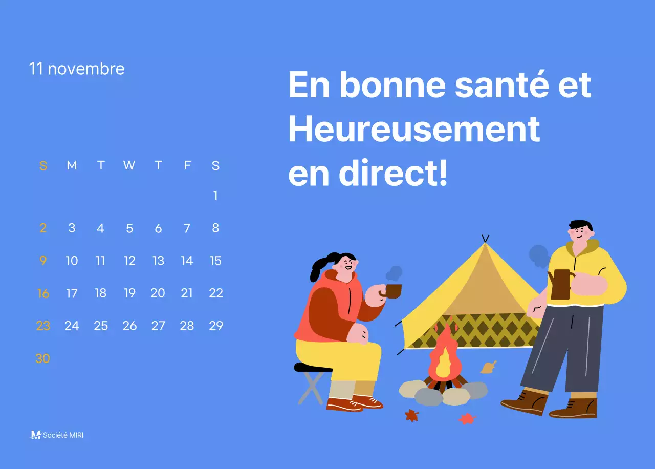 Calendrier de motivation avec des illustrations énergiques et des citations positives sur un fond bleu clair