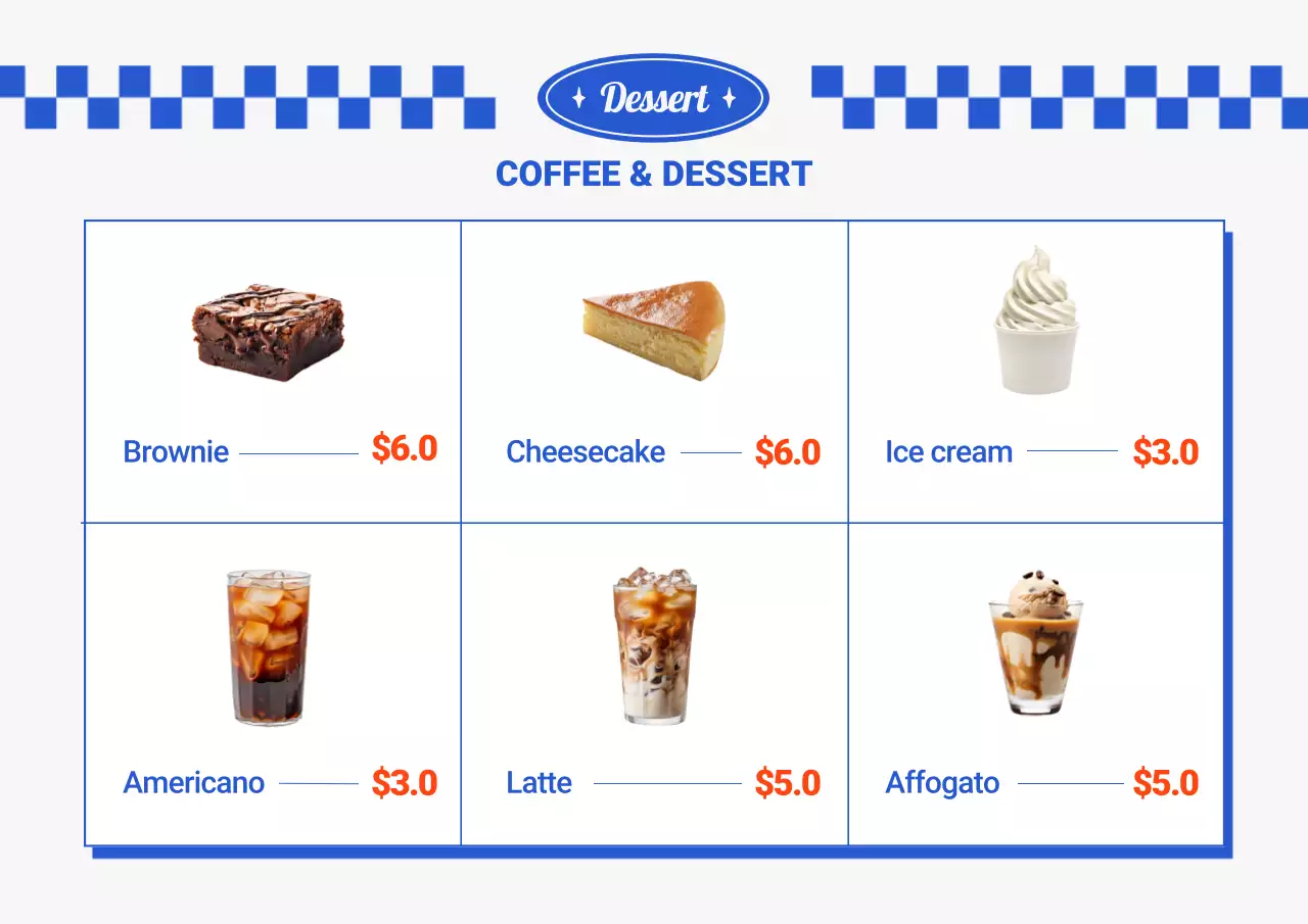 Blue Retro Food Menu Poster