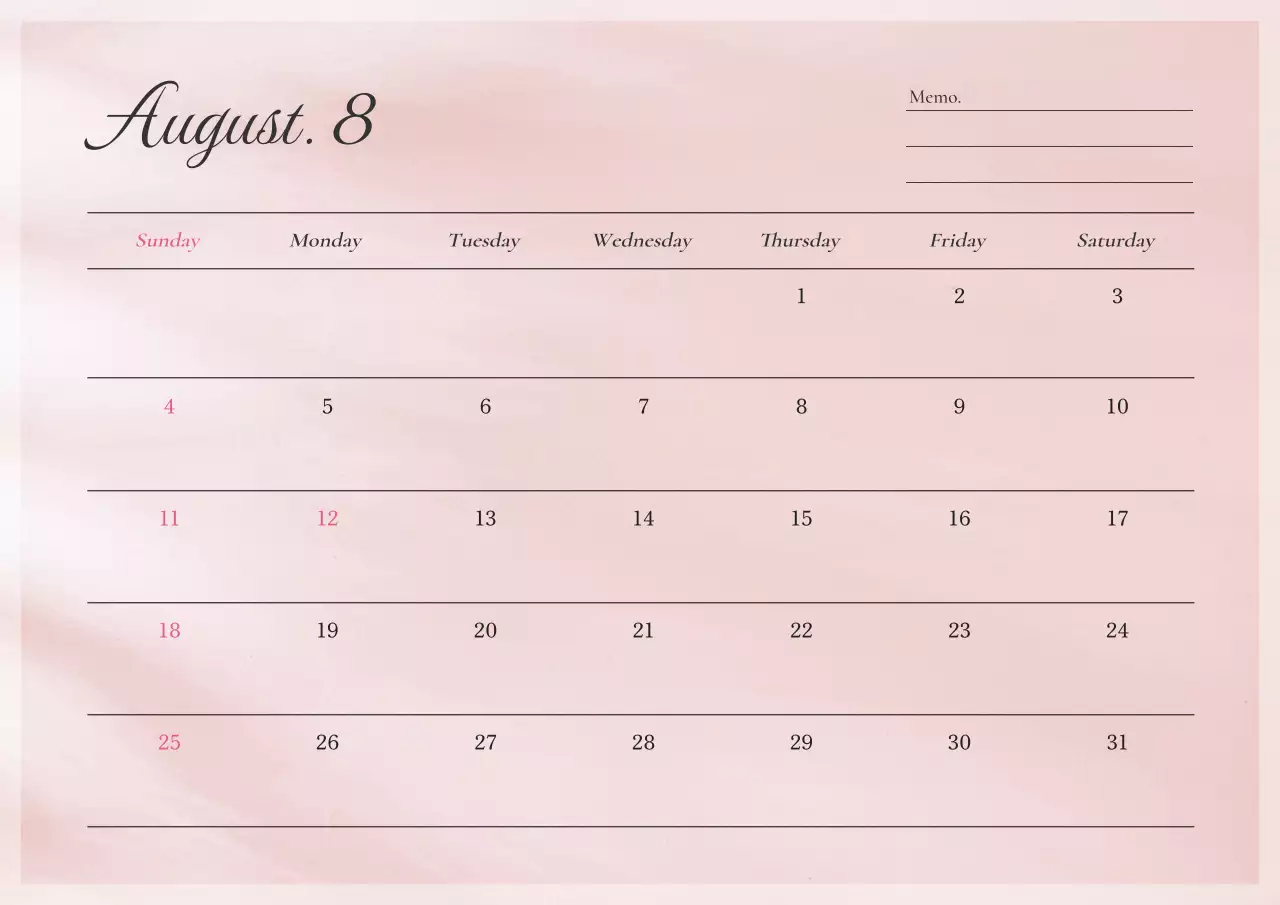 ピンク シンプル カレンダー 予定表 ポスター