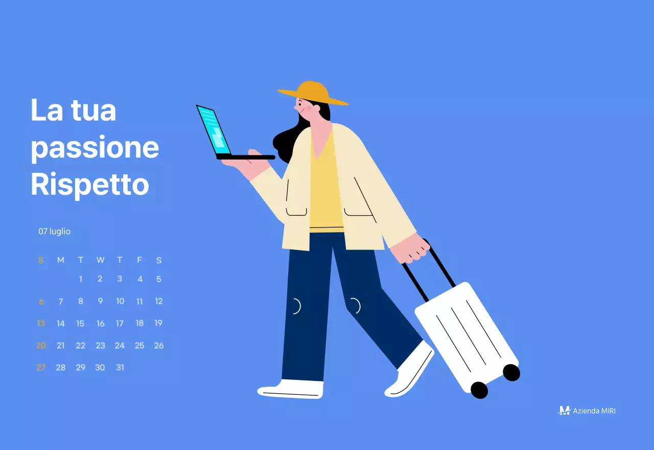 Calendario motivazionale con illustrazioni energetiche e citazioni positive su sfondo azzurro