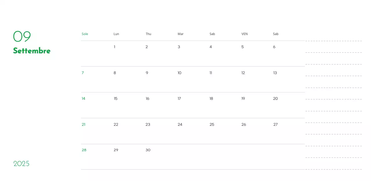 Un calendario con la foto di un cucciolo e un simpatico messaggio in colore verde.