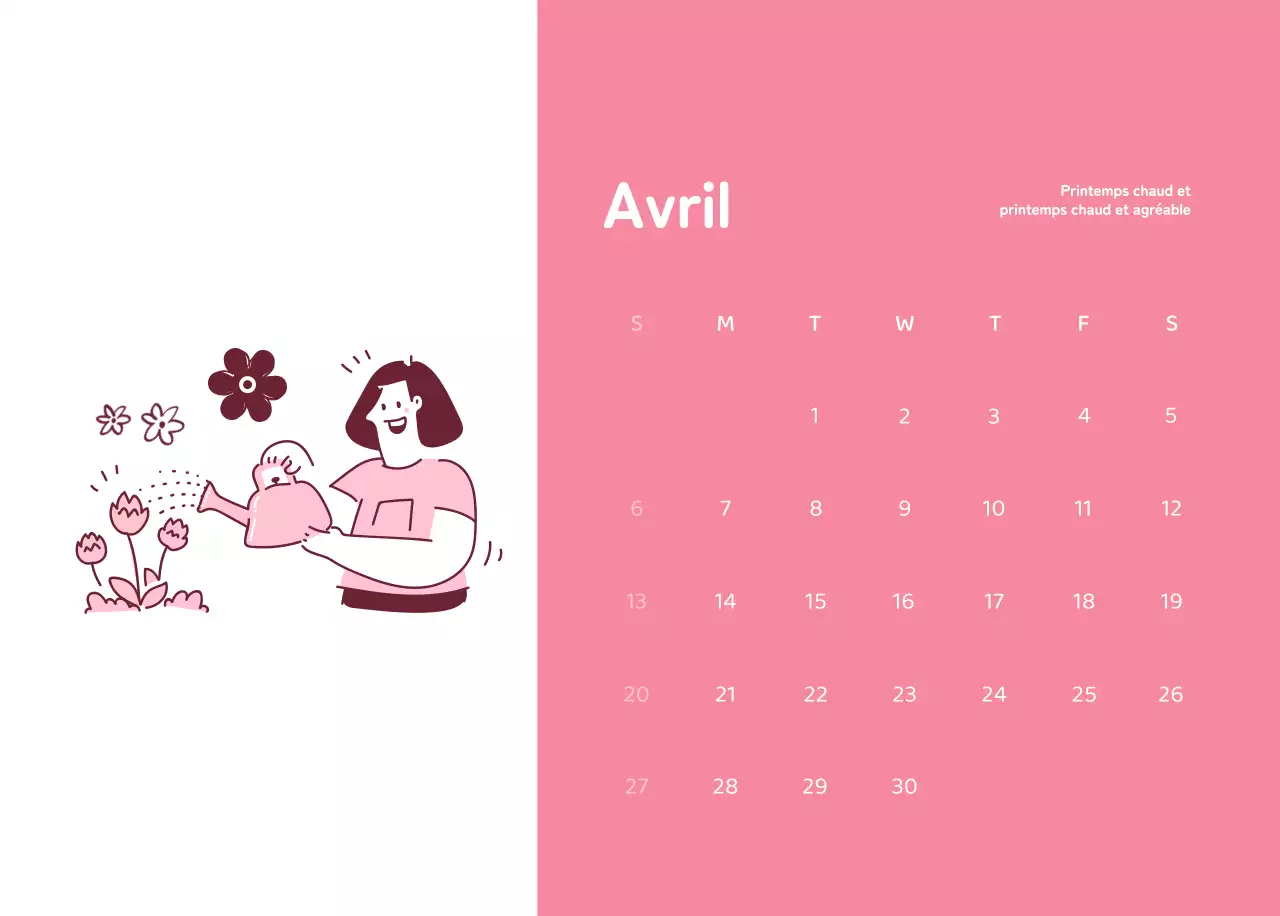 Calendriers avec illustrations colorées et émotionnelles