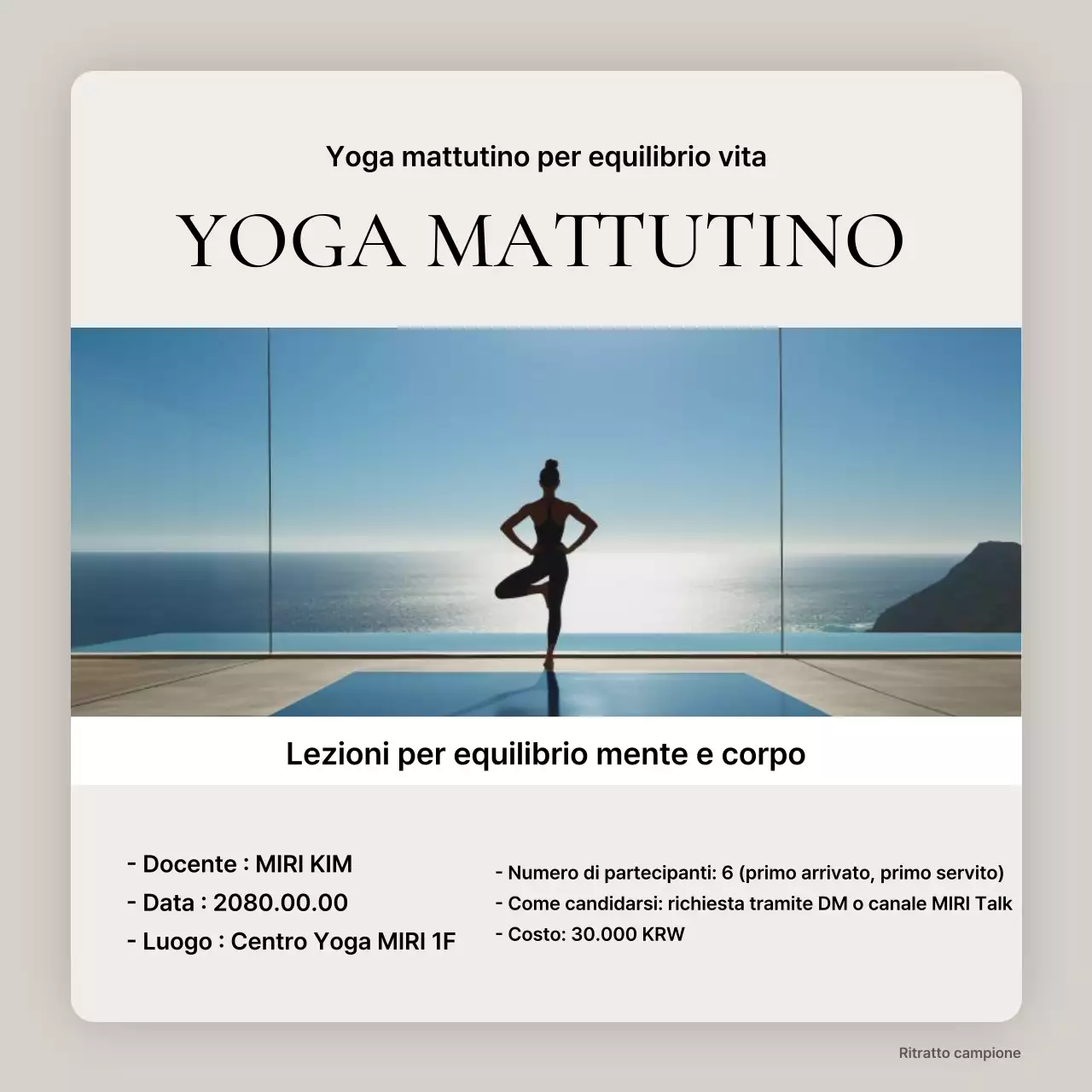 Promuovere lo yoga moderno in beige