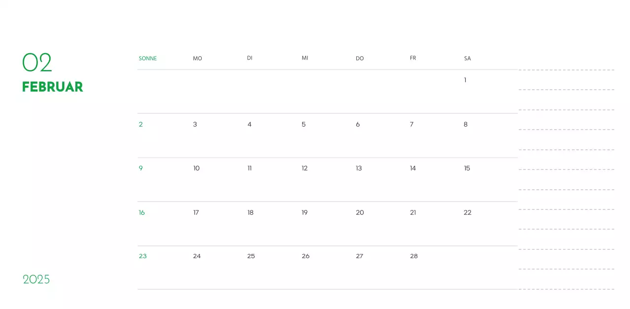 Ein Kalender mit einem Welpenfoto und einer süßen Botschaft in grüner Akzentfarbe