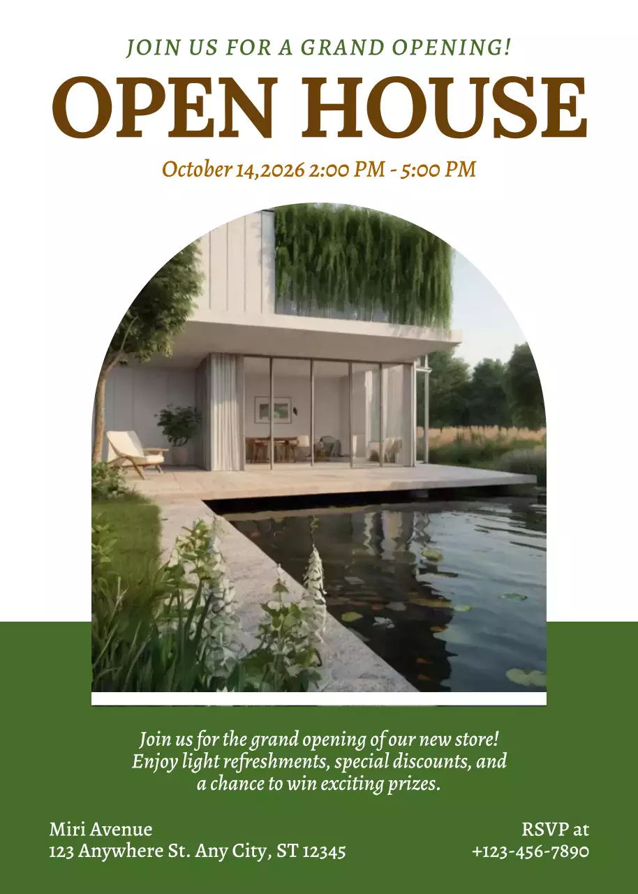 Poster Mời Tham Gia Ngày Hội Mở Cửa Hiện Đại Xanh