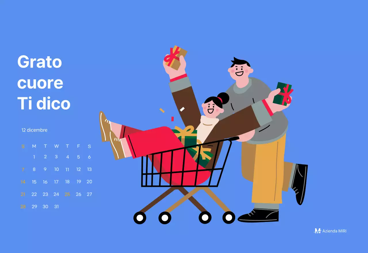 Calendario motivazionale con illustrazioni energetiche e citazioni positive su sfondo azzurro