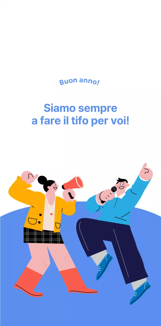 Calendario motivazionale con illustrazioni energetiche e citazioni positive su sfondo azzurro