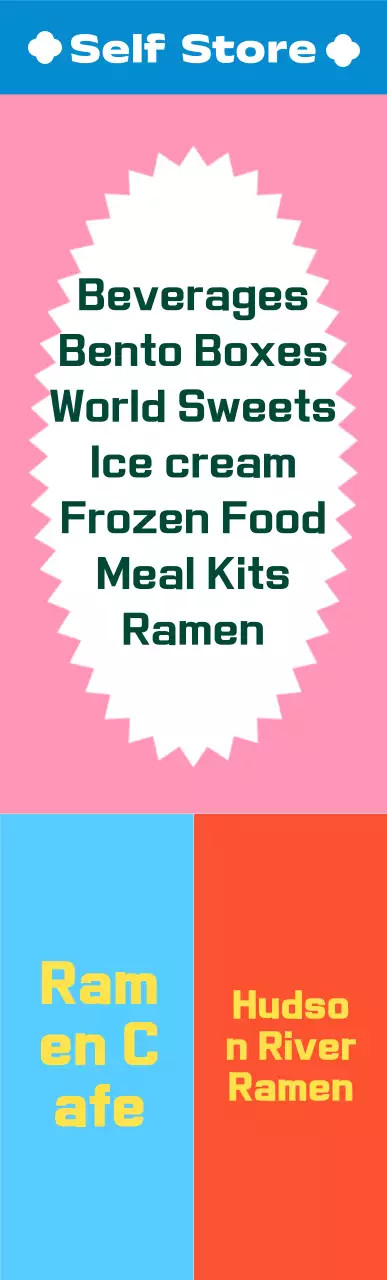 Tanda udara persegi toko swalayan bermotif warna cerah ukuran sedang