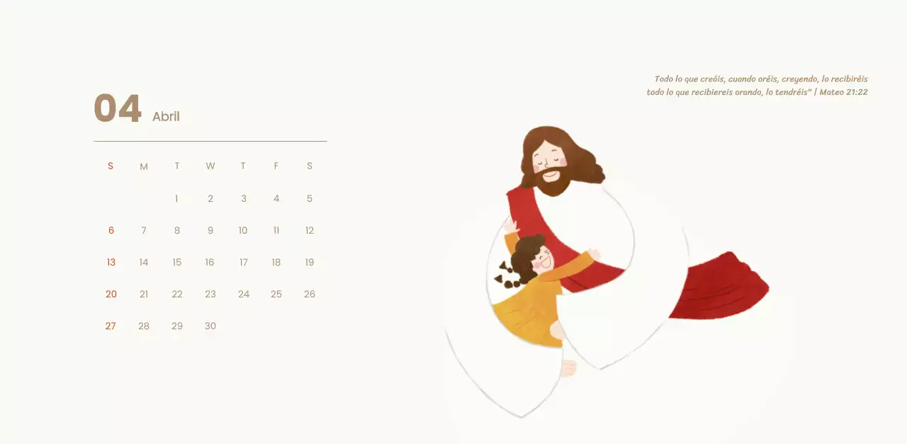 Un calendario devocional con acogedoras ilustraciones y versículos bíblicos sobre fondo azul claro