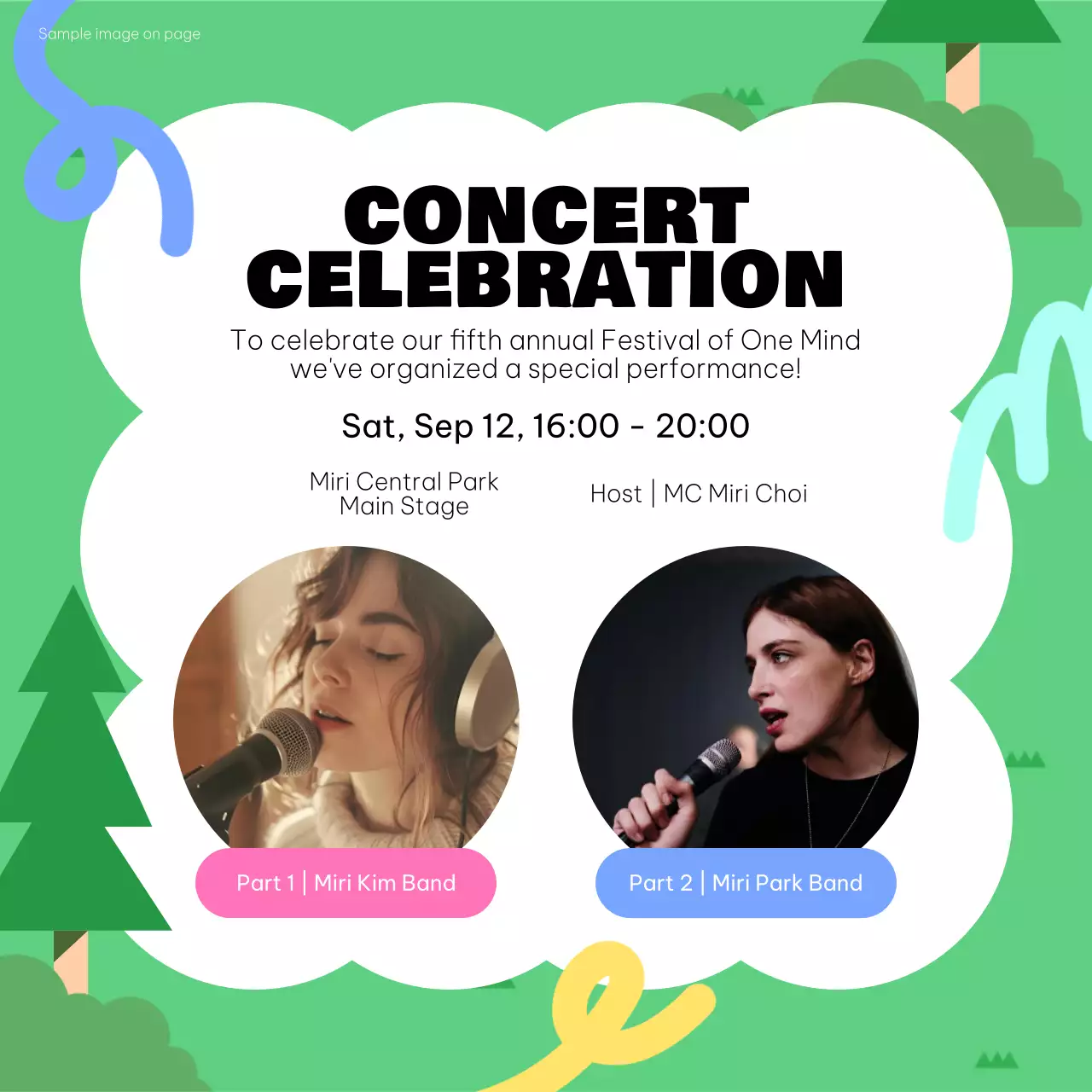 Green Minimal Festival Announcement Instagram Carousel