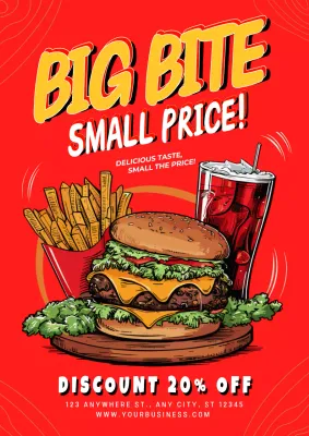 Red Retro Burger Promotion Poster