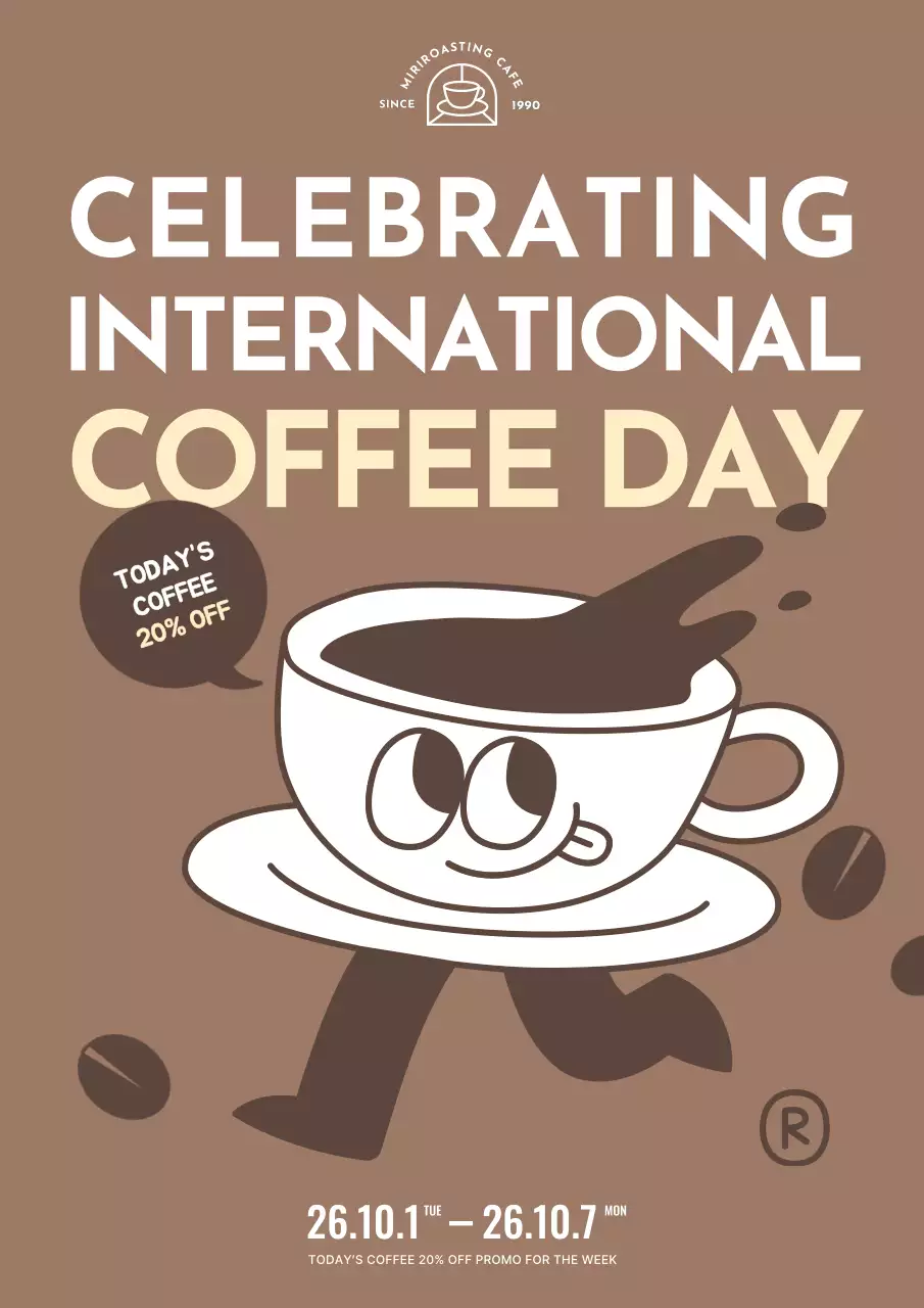 Brown Retro Coffee Promotion Poster