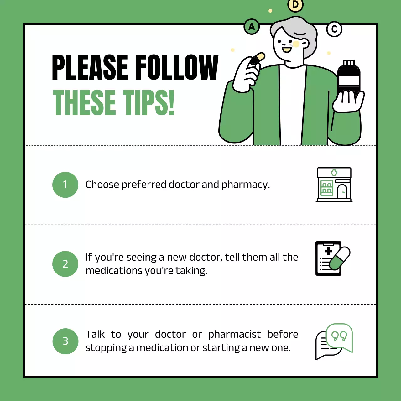 Green Minimal Medication Guide Instagram Carousel