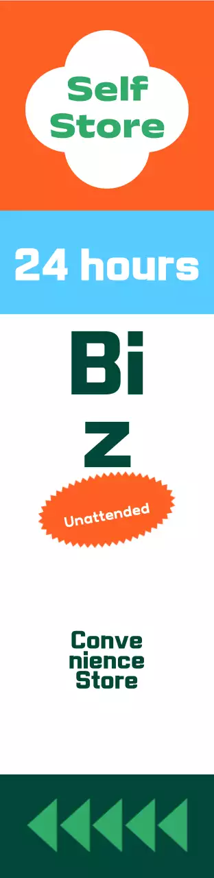 Tanda udara persegi toko swalayan yang berwarna dan berpola dengan format besar