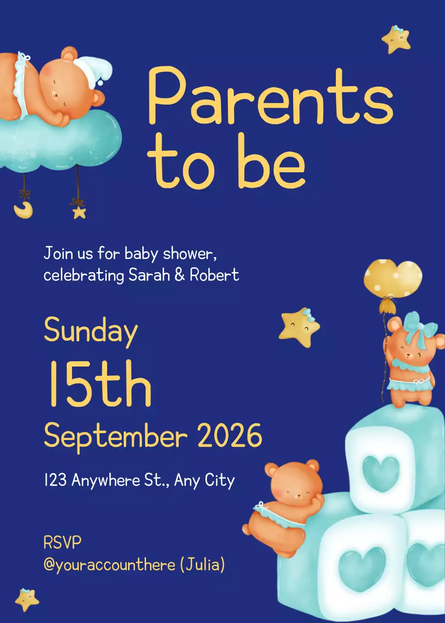 Undangan Baby Shower Biru Lucu