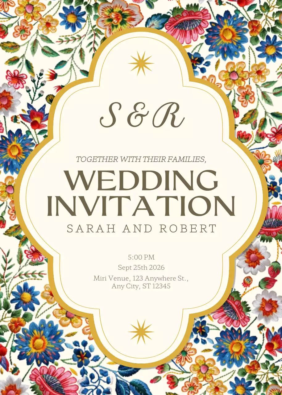 Thiệp cưới cổ điển đầy màu sắc