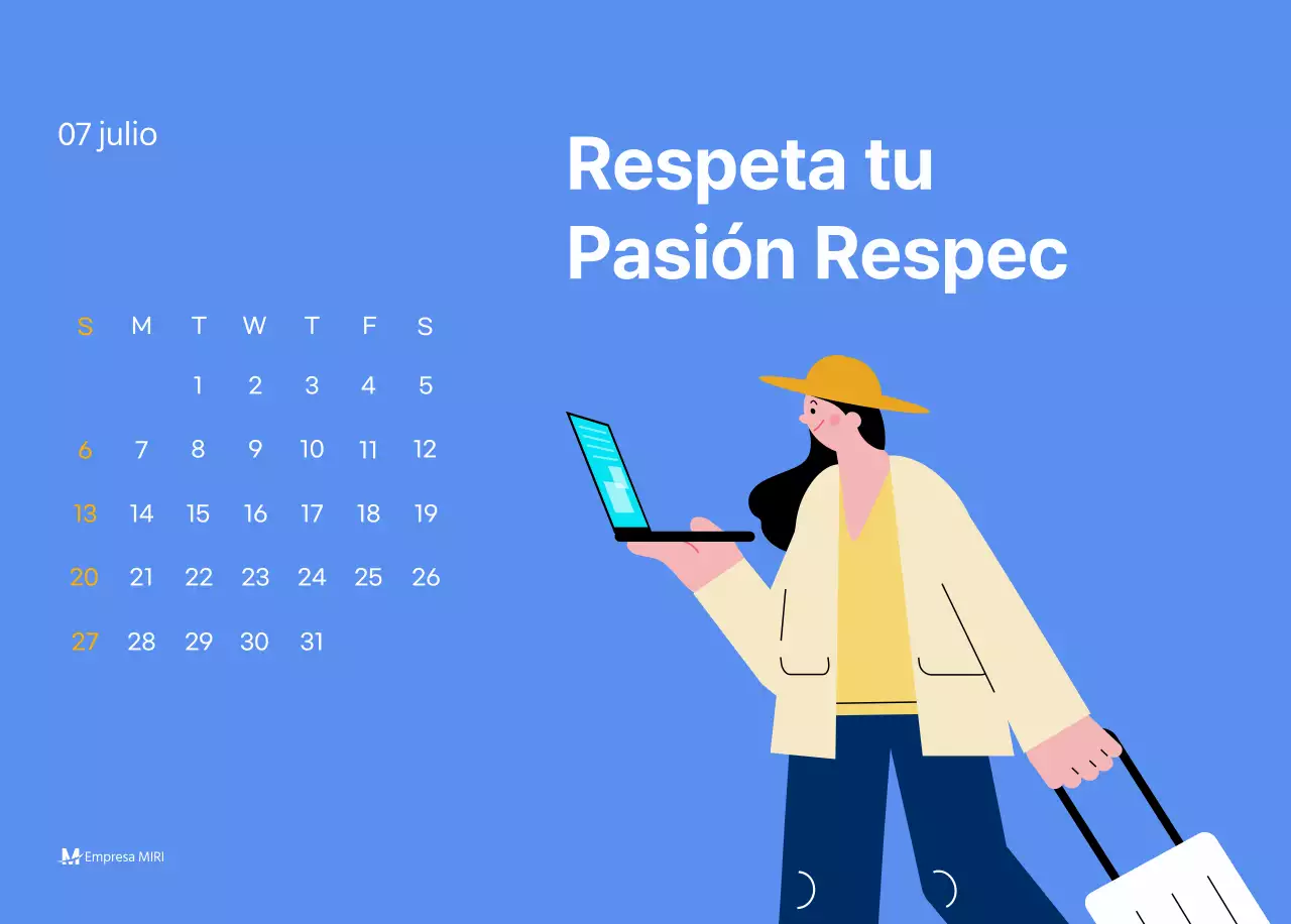 Calendario motivacional con ilustraciones llenas de energía y citas positivas sobre fondo azul claro