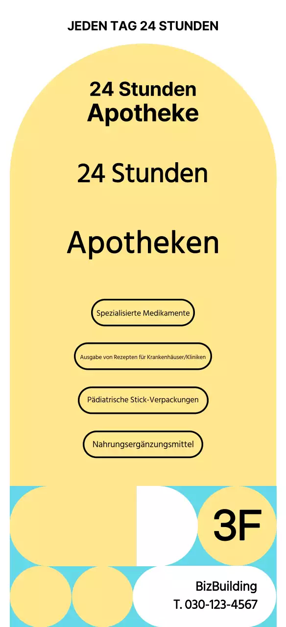 Übersichtlicher, gelber 24-Stunden-Apothekenführer