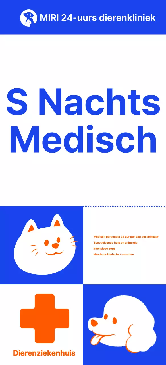 Eenvoudige huisdierillustratie 's nachts bewegwijzering dierenkliniek