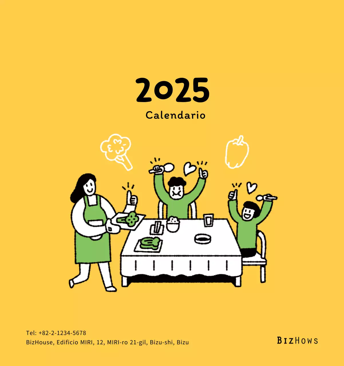 Calendario di Capodanno con simpatiche illustrazioni