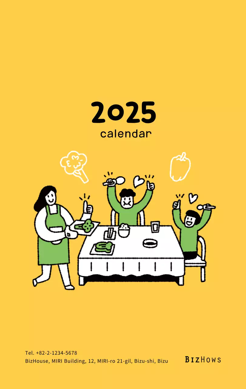 New Year's calendar with cute illustrations