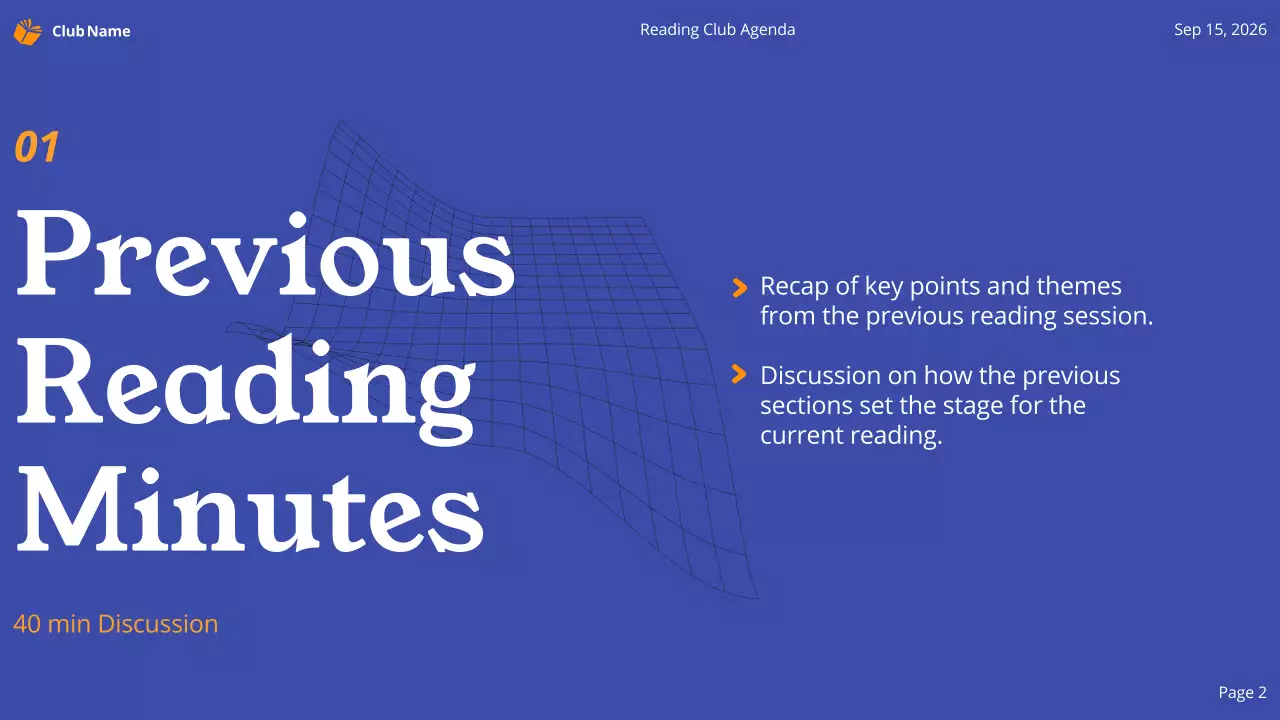 Blue Modern Reading Agenda Presentation