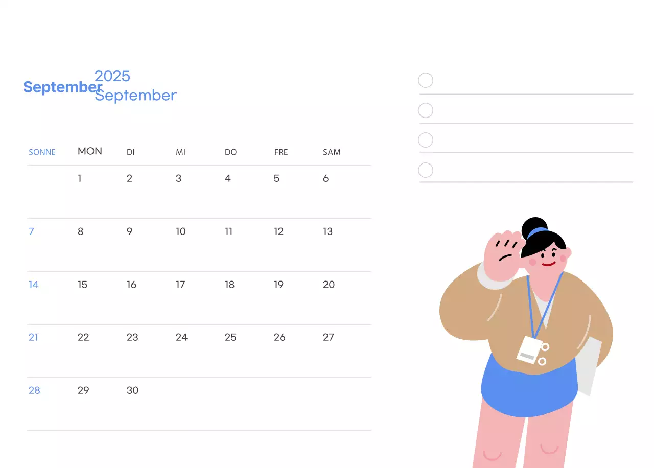 Motivationskalender mit energiegeladenen Illustrationen und positiven Zitaten auf hellblauem Hintergrund