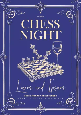 Blue Elegant Chess Event Poster