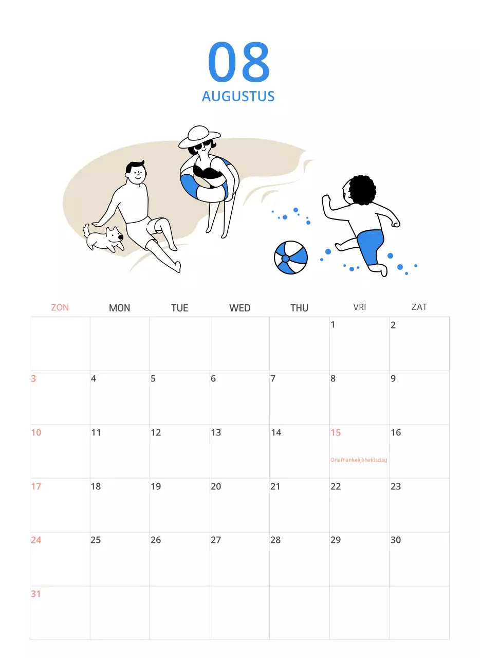 Een kleurrijke geïllustreerde kalender
