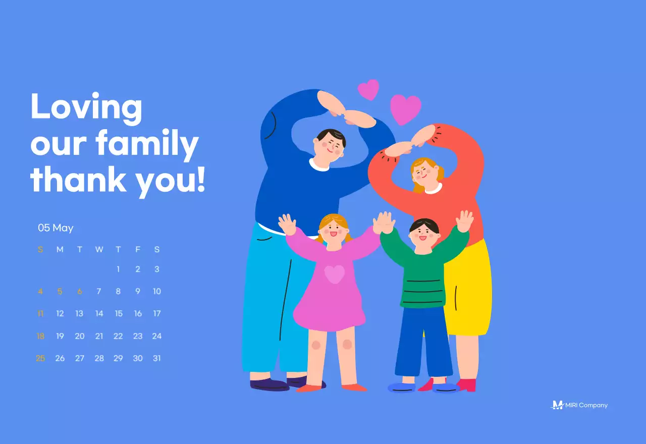 Motivational calendar with energetic illustrations and positive phrases on a light blue background