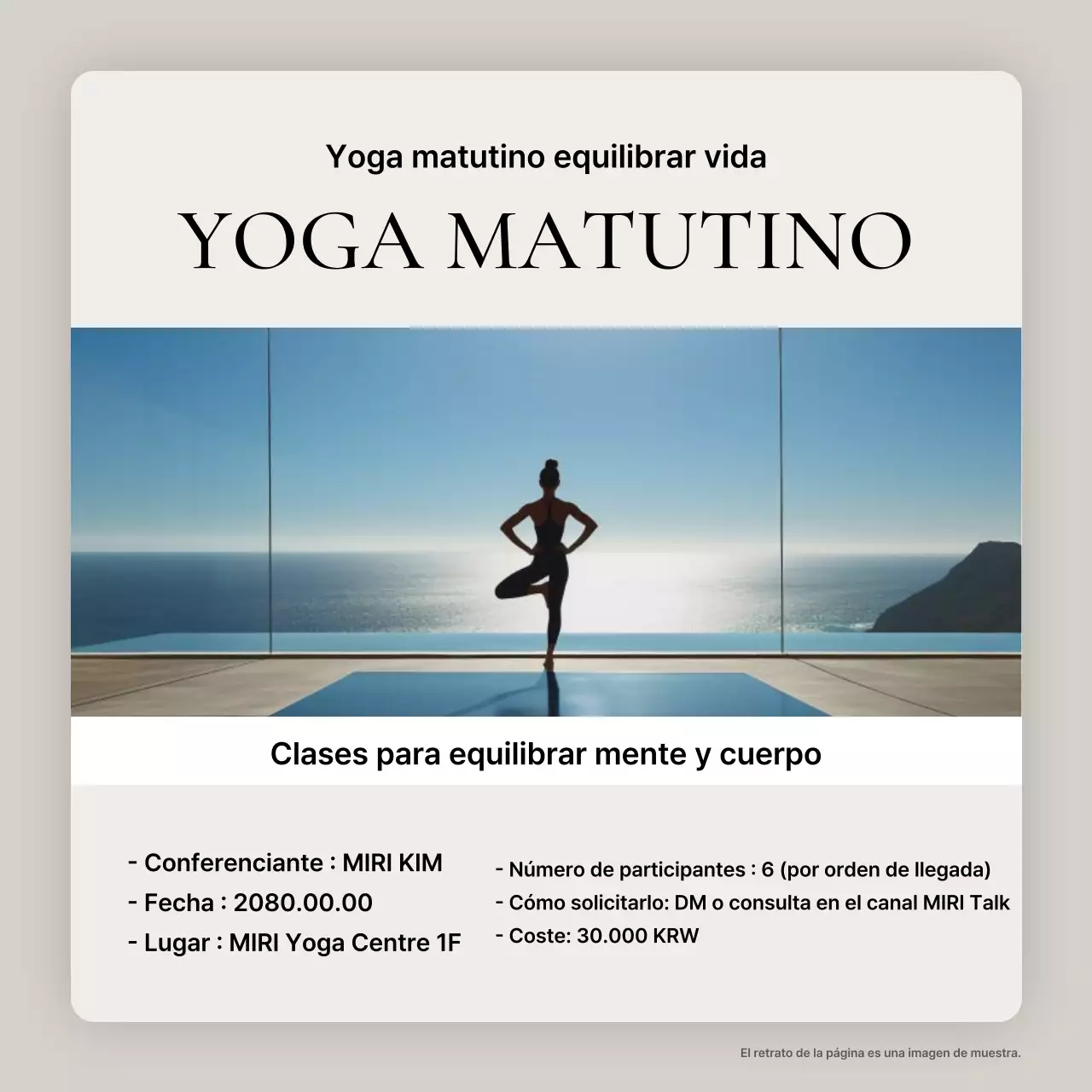 Promover el yoga moderno en beige