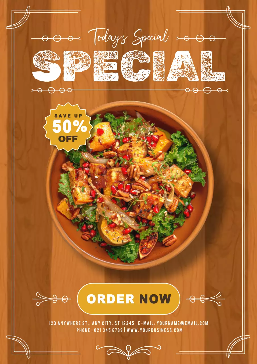 Orange Rustic Salad Promotion Poster