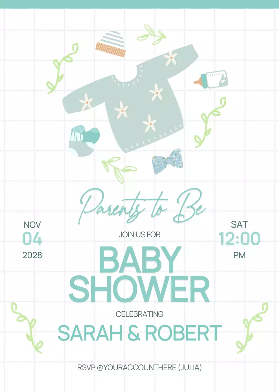 Poster Undangan Bayi Sederhana Mint
