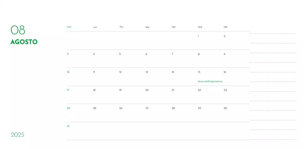 Un calendario con la foto di un cucciolo e un simpatico messaggio in colore verde.