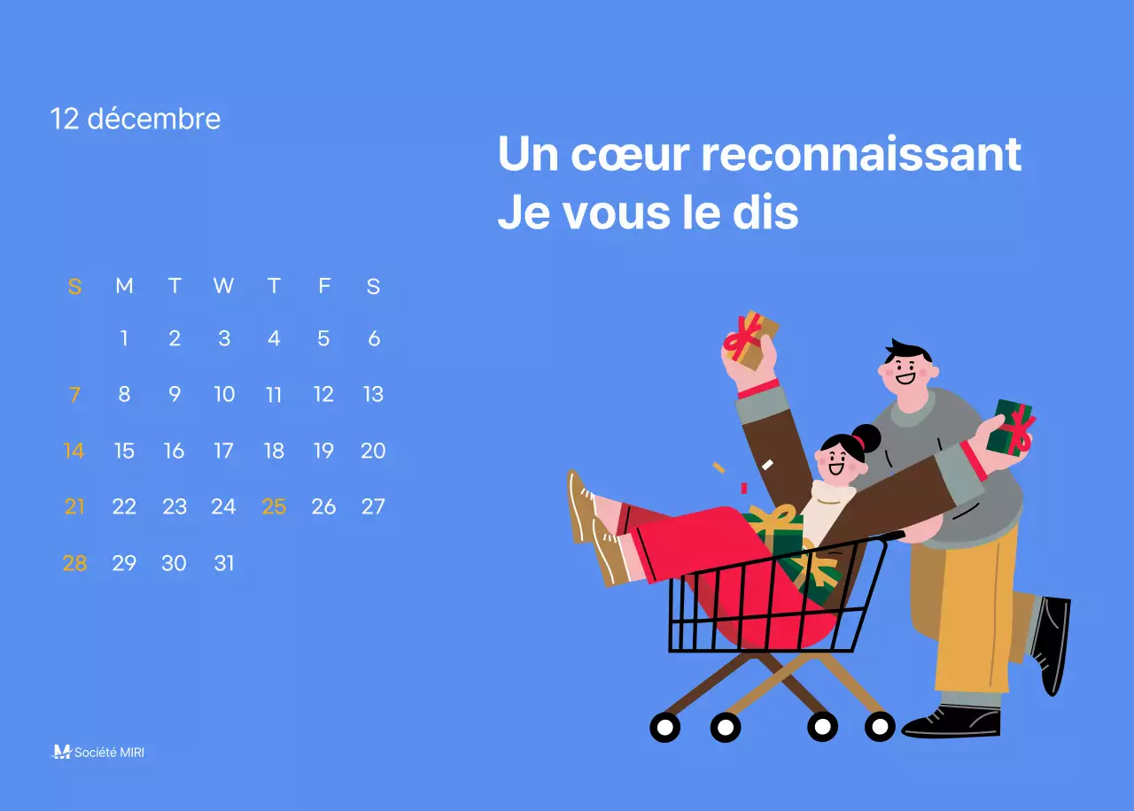 Calendrier de motivation avec des illustrations énergiques et des citations positives sur un fond bleu clair