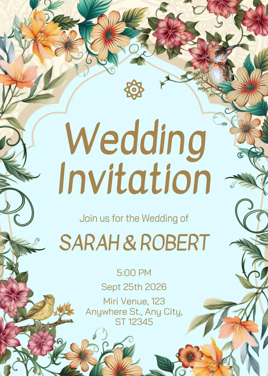 Convite de casamento clássico azul