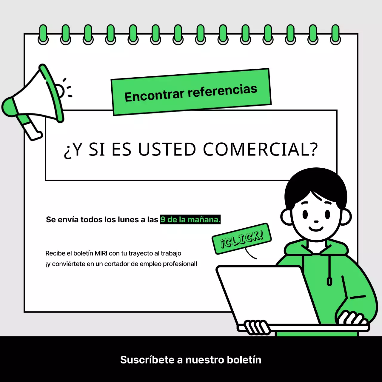 Un boletín de referencia de marketing minimalista en verde lima