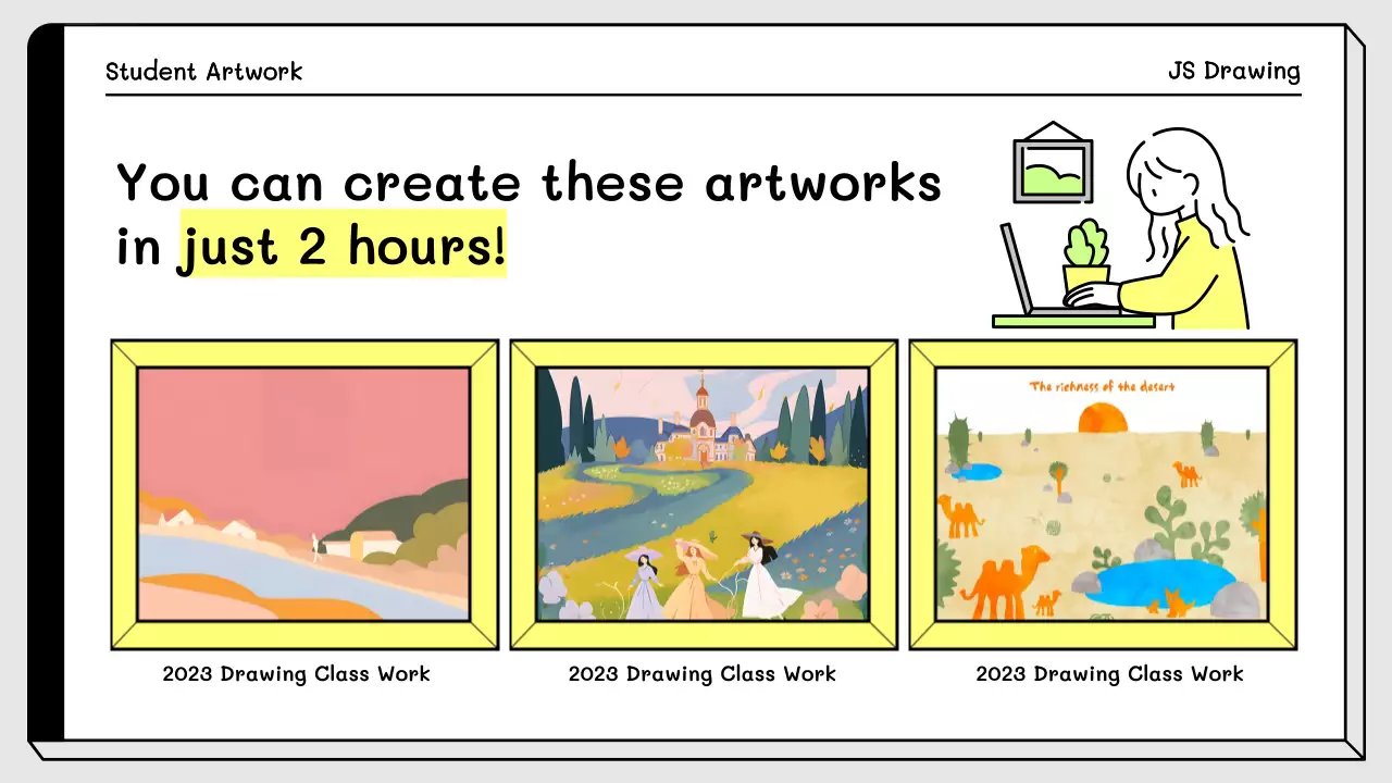 Yellow Simple Drawing Course Invitation Presentation