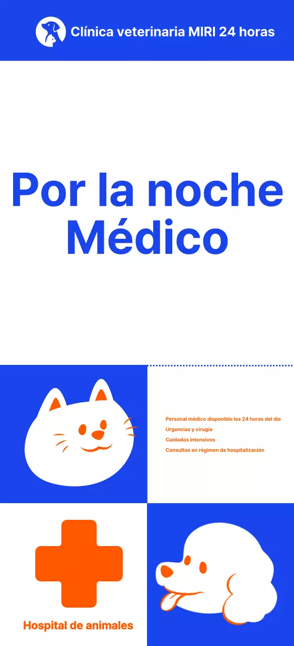 Ilustración sencilla de una mascota en la señalización de una clínica veterinaria de un día para otro