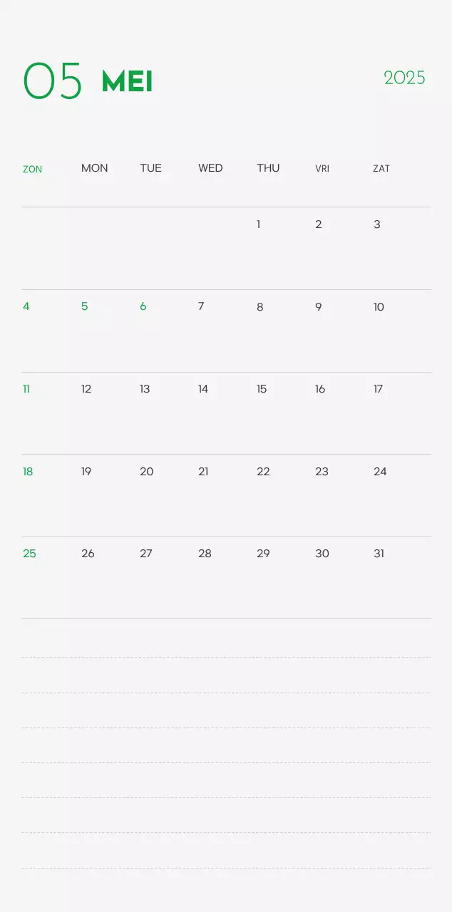 Een kalender met een puppyfoto en een schattige boodschap in groene accentkleur