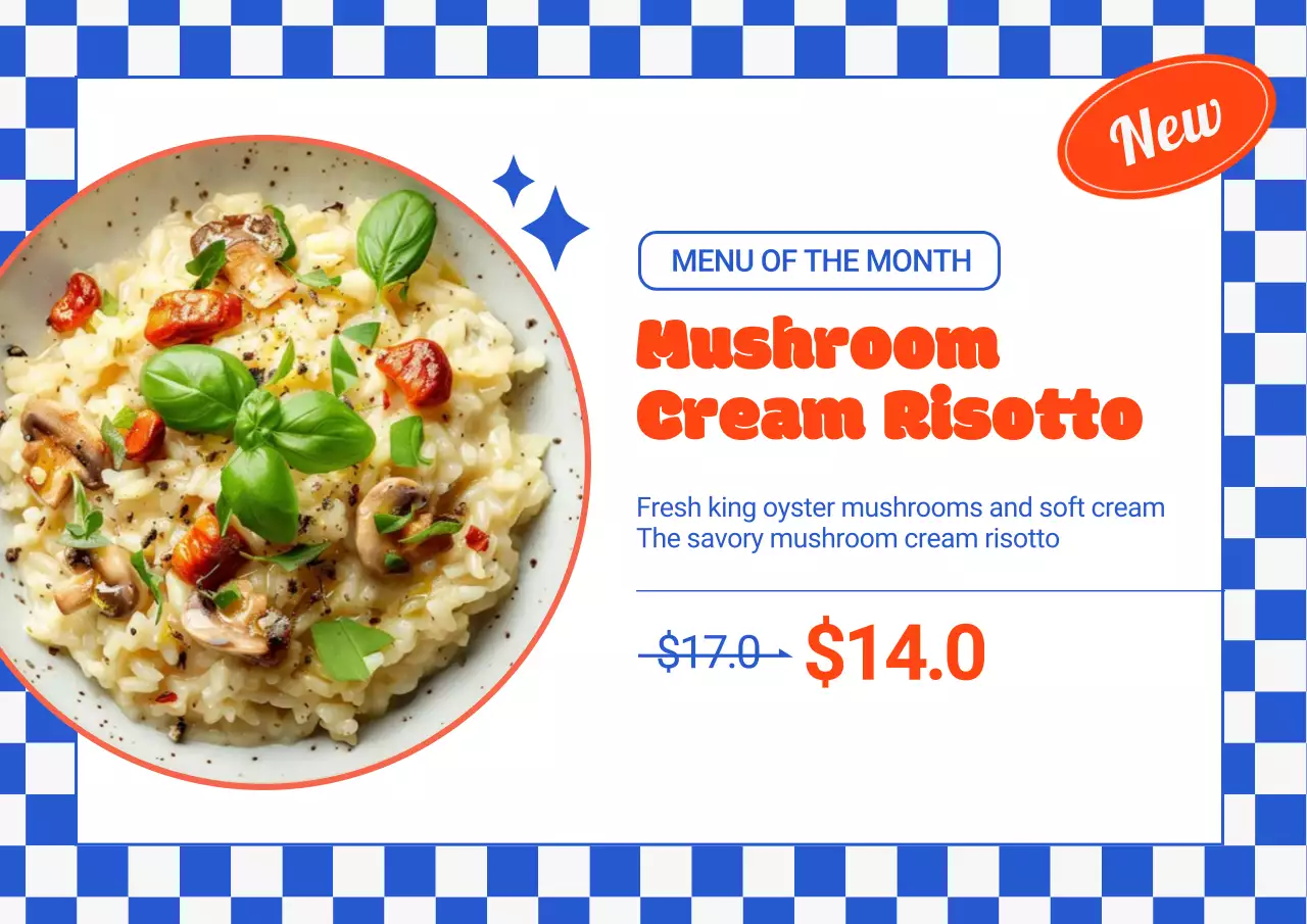 Blue Retro Food Menu Poster