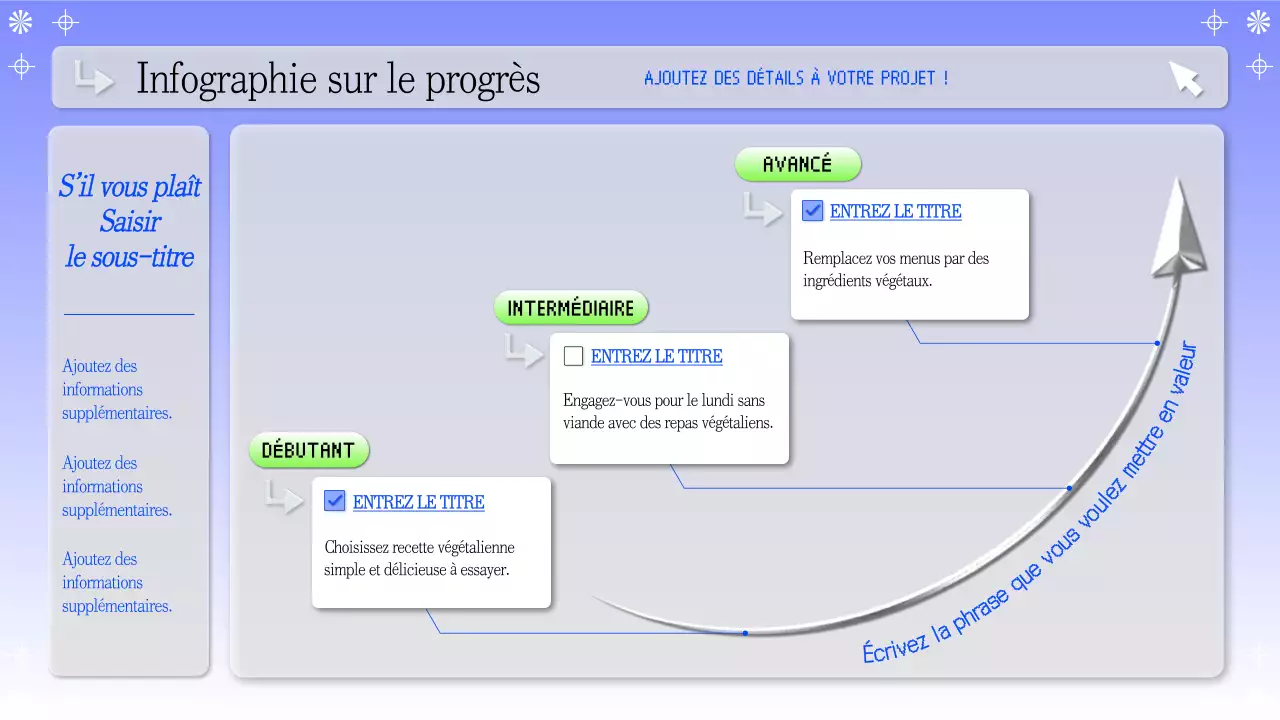 bleu et gris, infographie simple sur le progrès