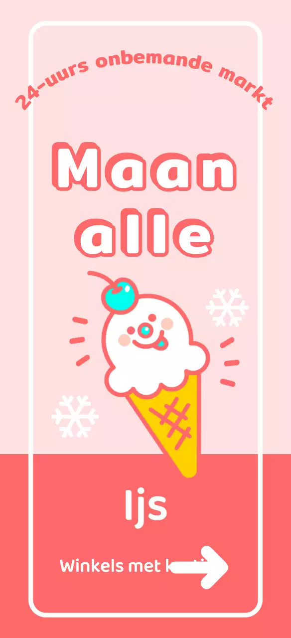 Lieve en schattige ijsco bewegwijzering