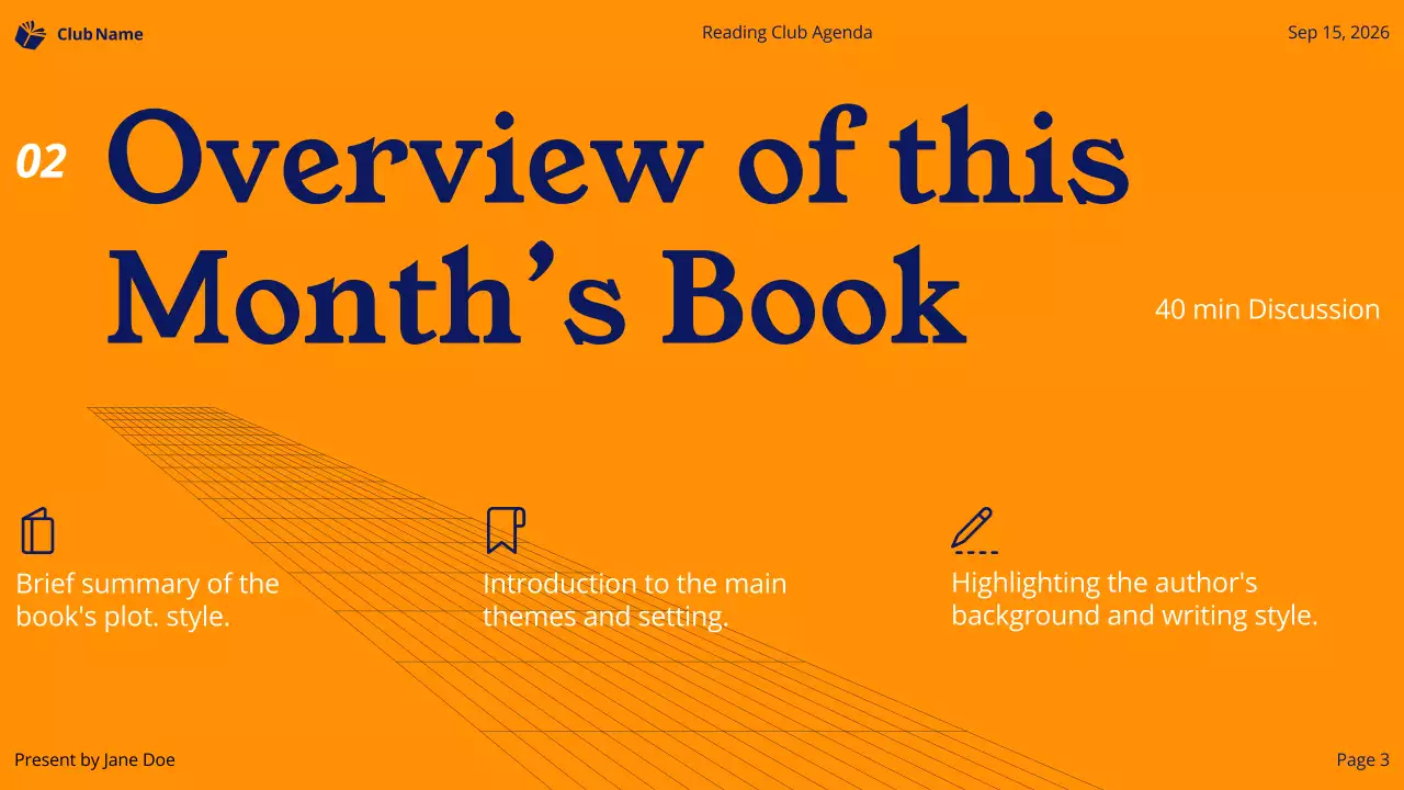 Blue Modern Reading Agenda Presentation