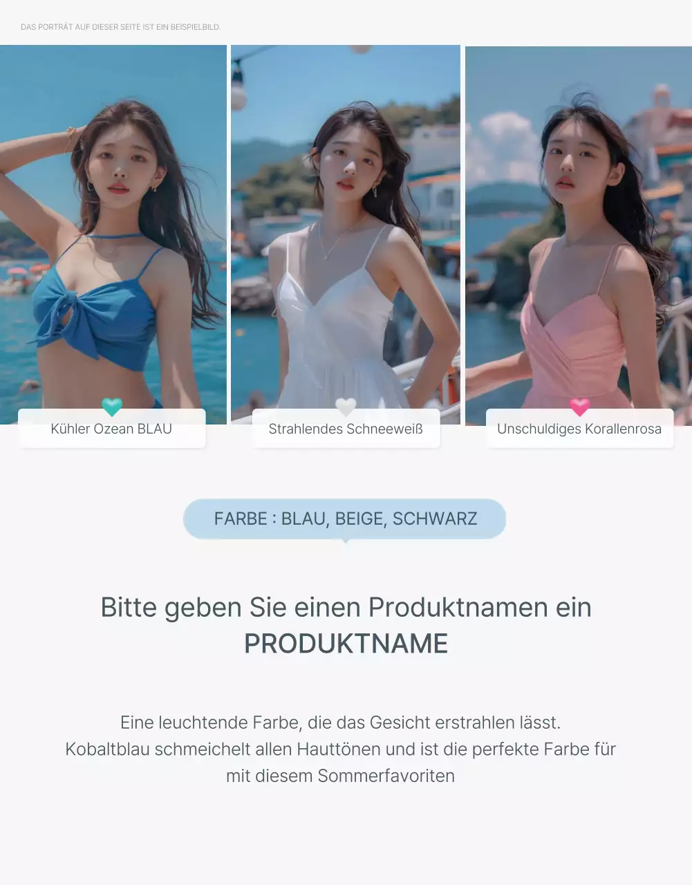 Trendiges Sommerurlaubs-Emoji-Konzept in Blau und Hellblau zur Förderung der Mode