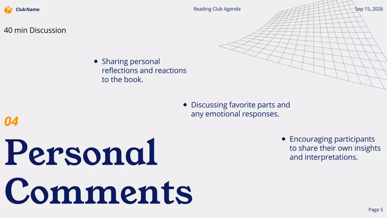 Blue Modern Reading Agenda Presentation
