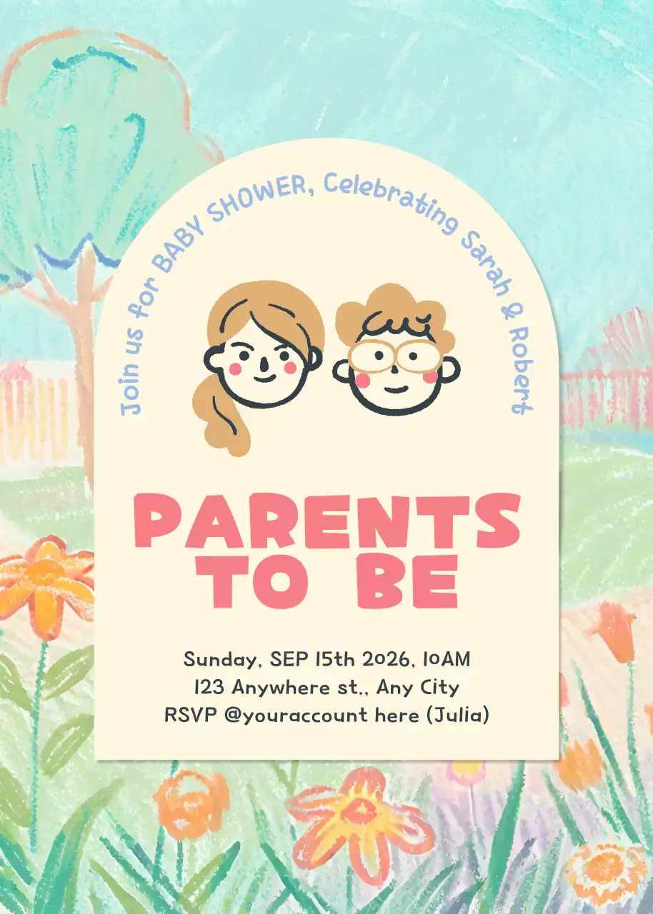 Lời mời cha mẹ dễ thương màu xanh nhạt